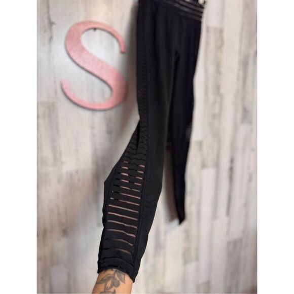 Slayoga High Waist Solid Color Mesh Contrast Yoga Leggings - Picture 5 of 13